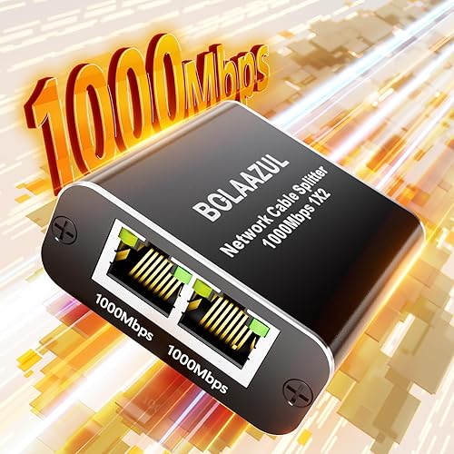 Miniatura 3 de Divisor Ethernet 1 en 2 salidas de alta velocidad, BolAAzuL 1000Mbps LANInternet Divisor de cable 1x2 Gigabit Cat567 1 a 2, conector de extensión de