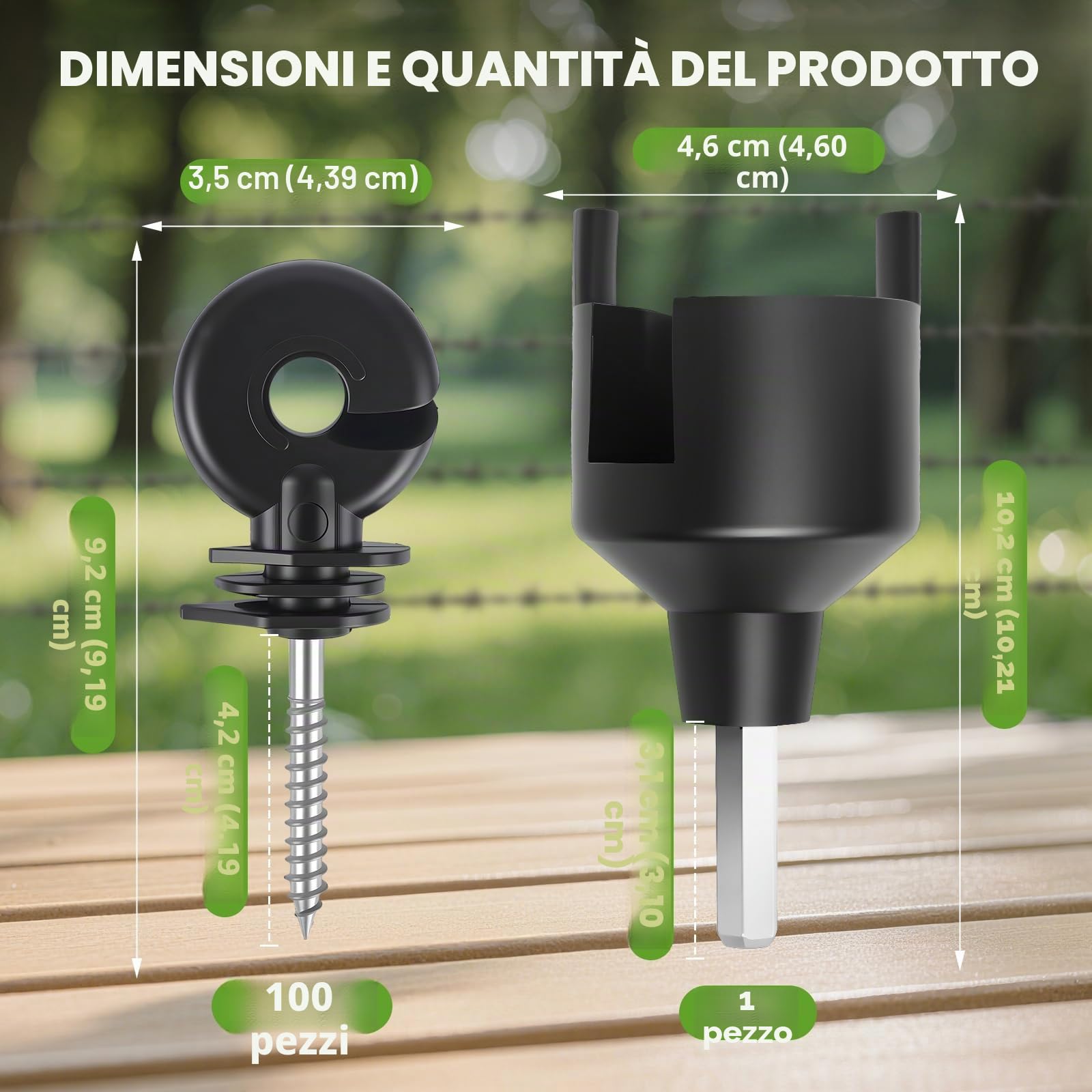 100 Pezzi di Isolatori ad Anello per Recinzione Elettrica, Isolatori per Recinzione da Pascolo con Chiave a Bussola, Pali Isolanti ad Anello Avvitabili per Corde, Fili e Trefoli