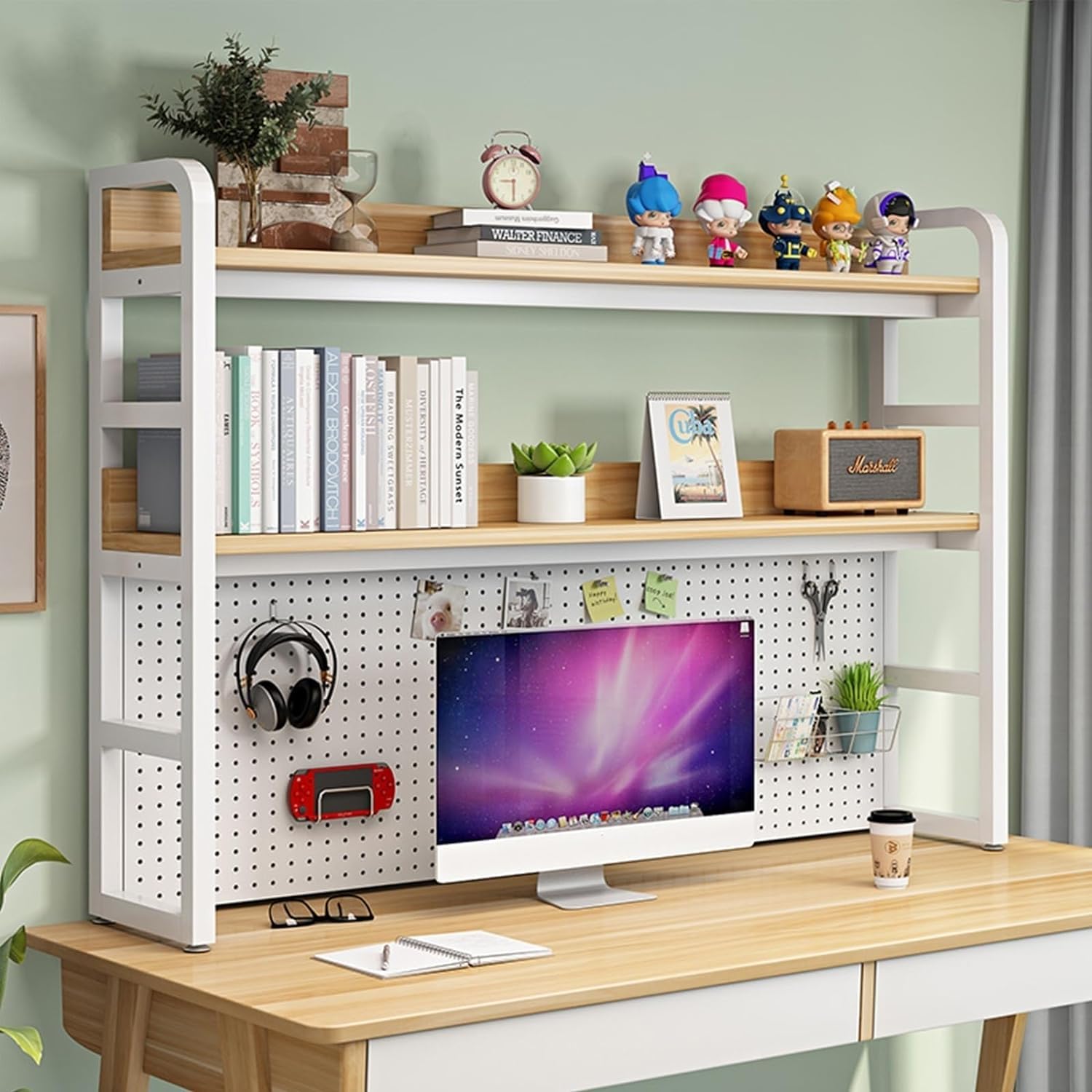 Amazon｜2段式工業用デスクトップ本棚、SXZenSpace用ブックケース、多