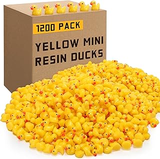 Barydat 1200 Pcs Yellow Mini Resin Ducks Bulk for Pranks Hide Mini Ducks Miniature Garden Decoration Tiny Baby Shower Ducks Mini Animals Figures for DIY Craft Christmas Party Gifts Dollhouse Decor