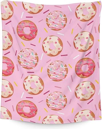 Girls Blanket - 60"x80" Cute Donut Throw Blanket Gifts for Kids & Adults - Pink Soft Fuzzy Doughnut Blanket for Bed, Couch & Living Room
