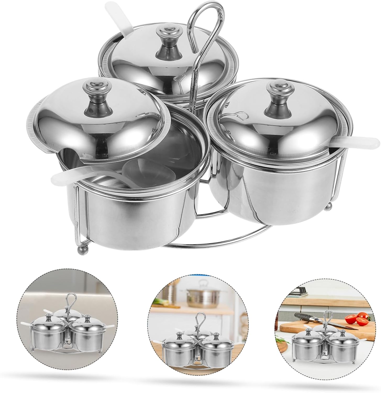 Stainless Steel Seasoning Box Set Airtight Jars Lids Magnetic Spice Jars Condiment Container Lid Small
