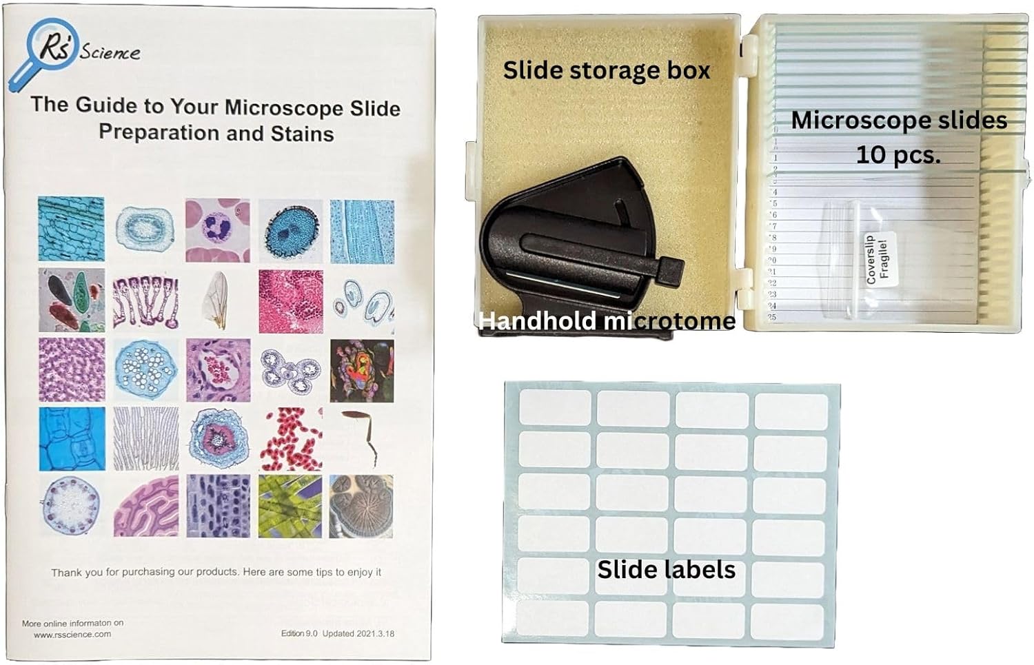 Microscope Slide Accessory Kit - Standard Set, Including Methylene Blue & Eosin Y Stains - Image 3