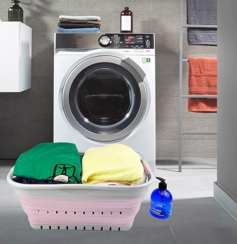 Miniatura 8 de SAMMART Cesta de plástico súper plegable de 3 asas de 21 L (5.5 galones)  Contenedor de almacenamiento plegable  Cesta de ahorro de espacio