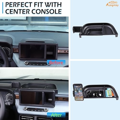 Vista 2 de Aunginsy Bandeja de almacenamiento para consola central compatible con Ford Maverick 2022, 2023, 2024, soporte multifuncional para teléfono, caja