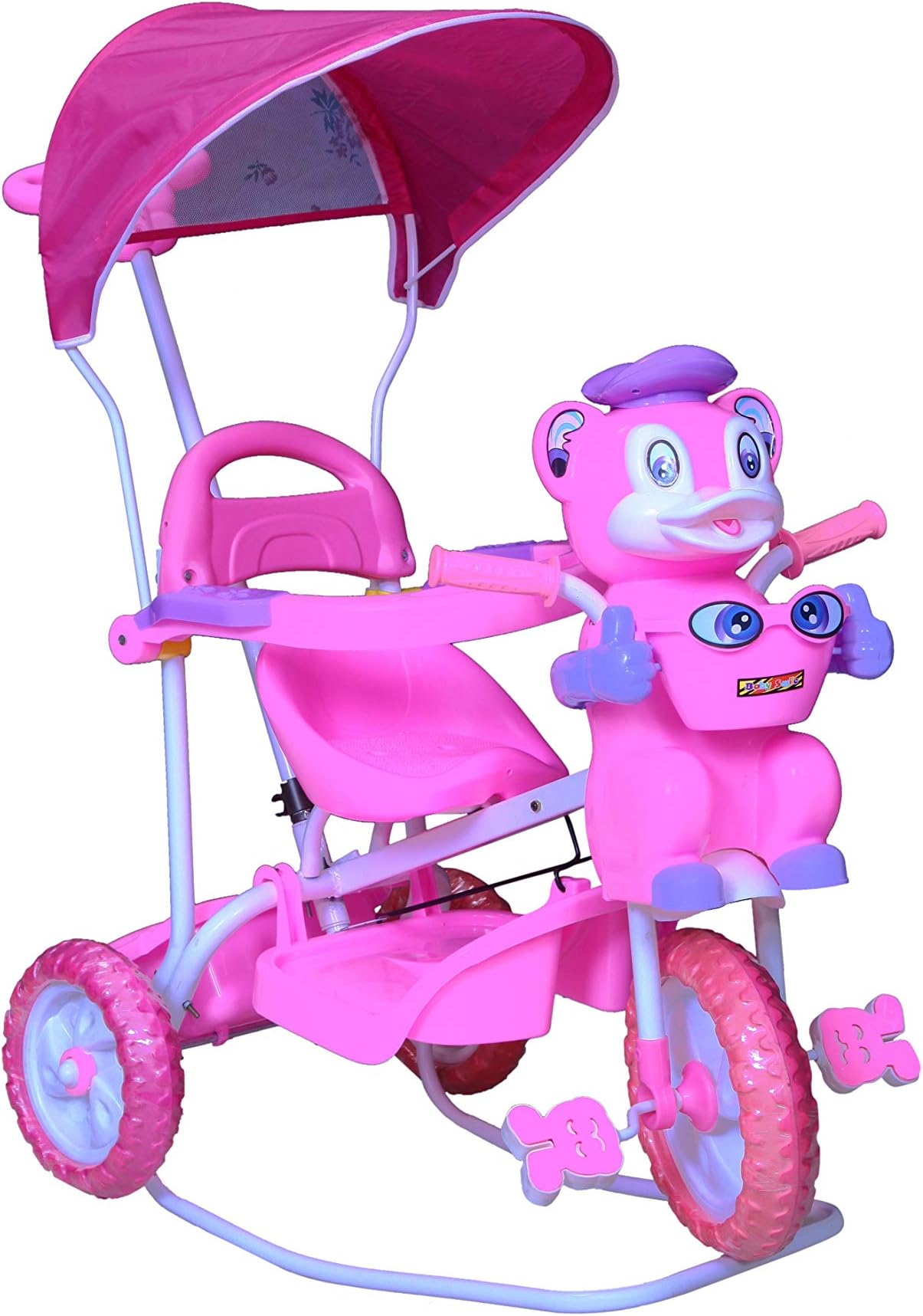 Stepupp Tricycle for Kids Blue Colour with Parent Handel or Music or Front Back Basket with Canopy Baby Tricycle for Baby boy or Baby Girl Kids trikes (Pink 050H)