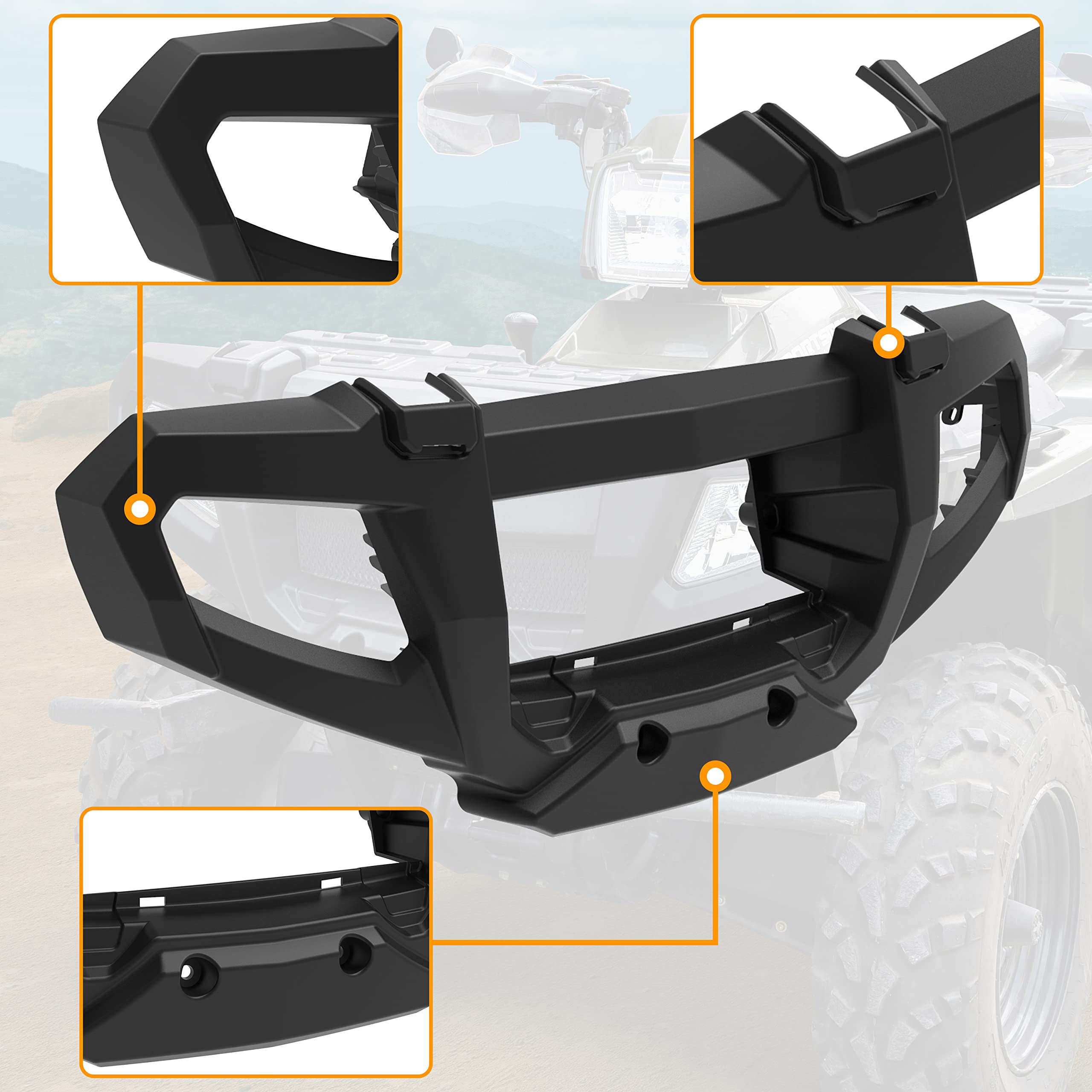 SAUTVS Front Bumper Guard Front Fascia Brushguard Protector for Polaris Sportsman 500 700 800 X2 Touring 2006-2010 Accessories, Replace OEM# 2633527-070