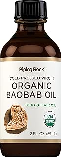 Piping Rock Baobab Oil Organic | 2 fl oz | For Hair, Skin, and Face | Cold Pressed Virgin