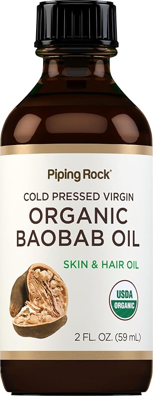 Óleo de Baobá Orgânico Piping Rock para Cabelos, Pele e Rosto, 60 mL