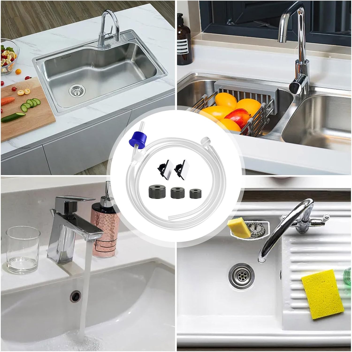 Under Counter Soap Dispenser Tube | Kitchen Soap Dispenser with Check Valve | Long Bathroom Shampoo Tube for Home, Hotel, Apartment