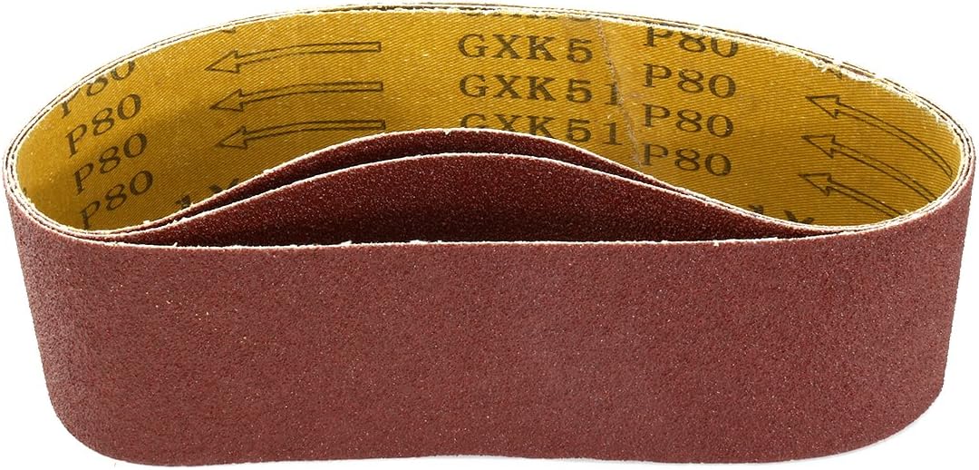 3-Inch x 21-Inch Aluminum Oxide Sanding Belt 80 Grits Sandpaper Lapped Joint for Belt Sander 3pcs