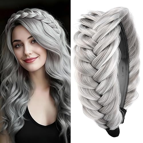 DIGUAN Wide Messy Braided Headband With Teeth Synthetic Hair Plaited