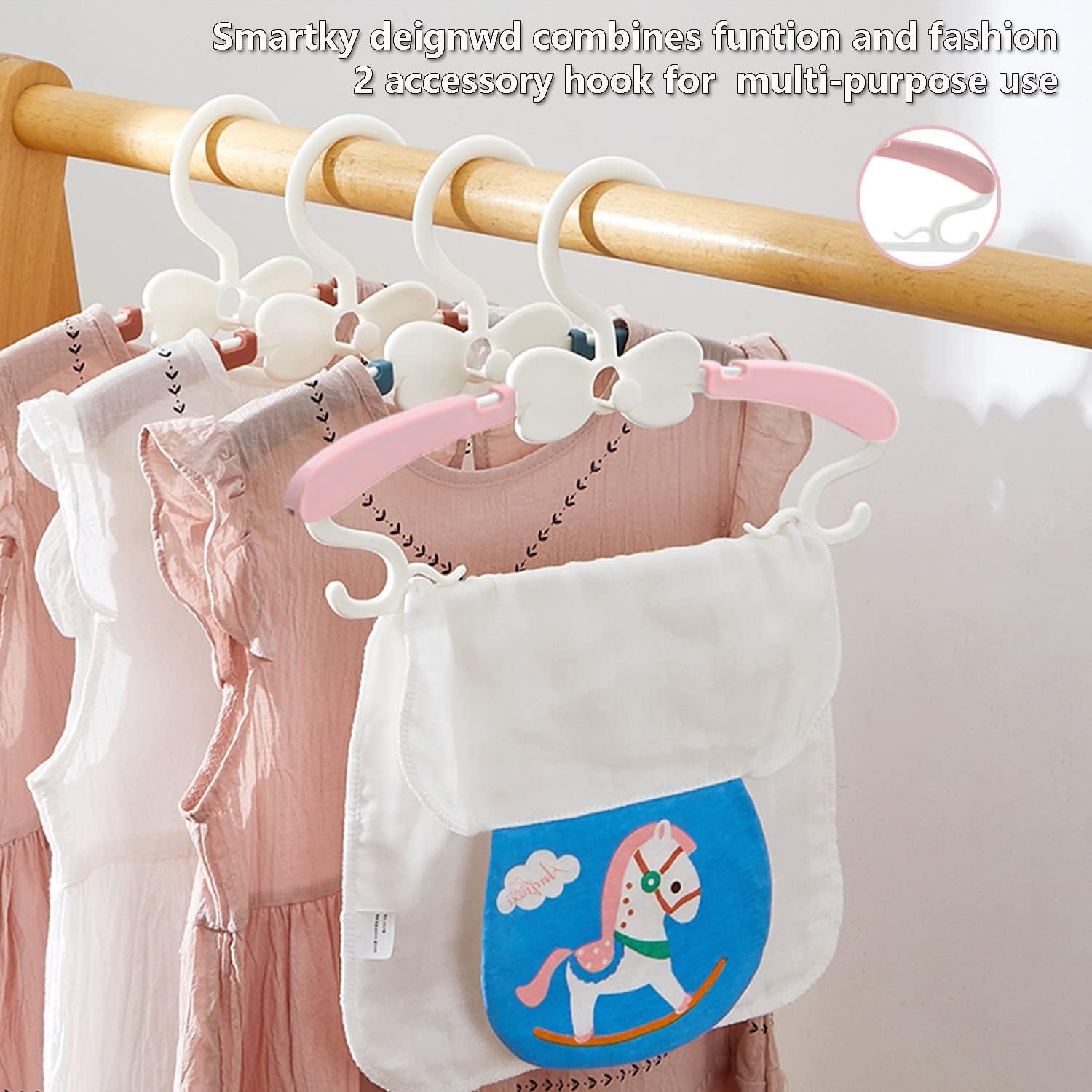 Pack de 50 perchas para ropa de bebé, de 28-37 cm, ajustables, de plástico, para armario de bebé y pantalones de niño pequeño, abrigos, vestidos