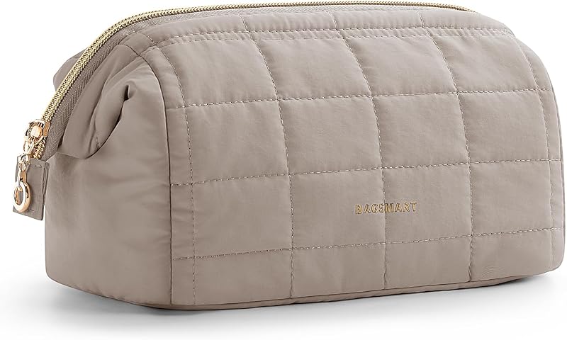 Necessaire de maquiagem BAGSMART com abertura ampla e zíper, 09-Greige