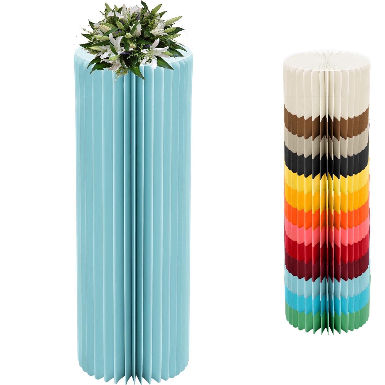 YTBHSHXZ plinth， Foldable Cardboard Cylinder Pedestal Cake Stand Multicolor 20-100cm(Light Blue,H 100cm/39.4in)