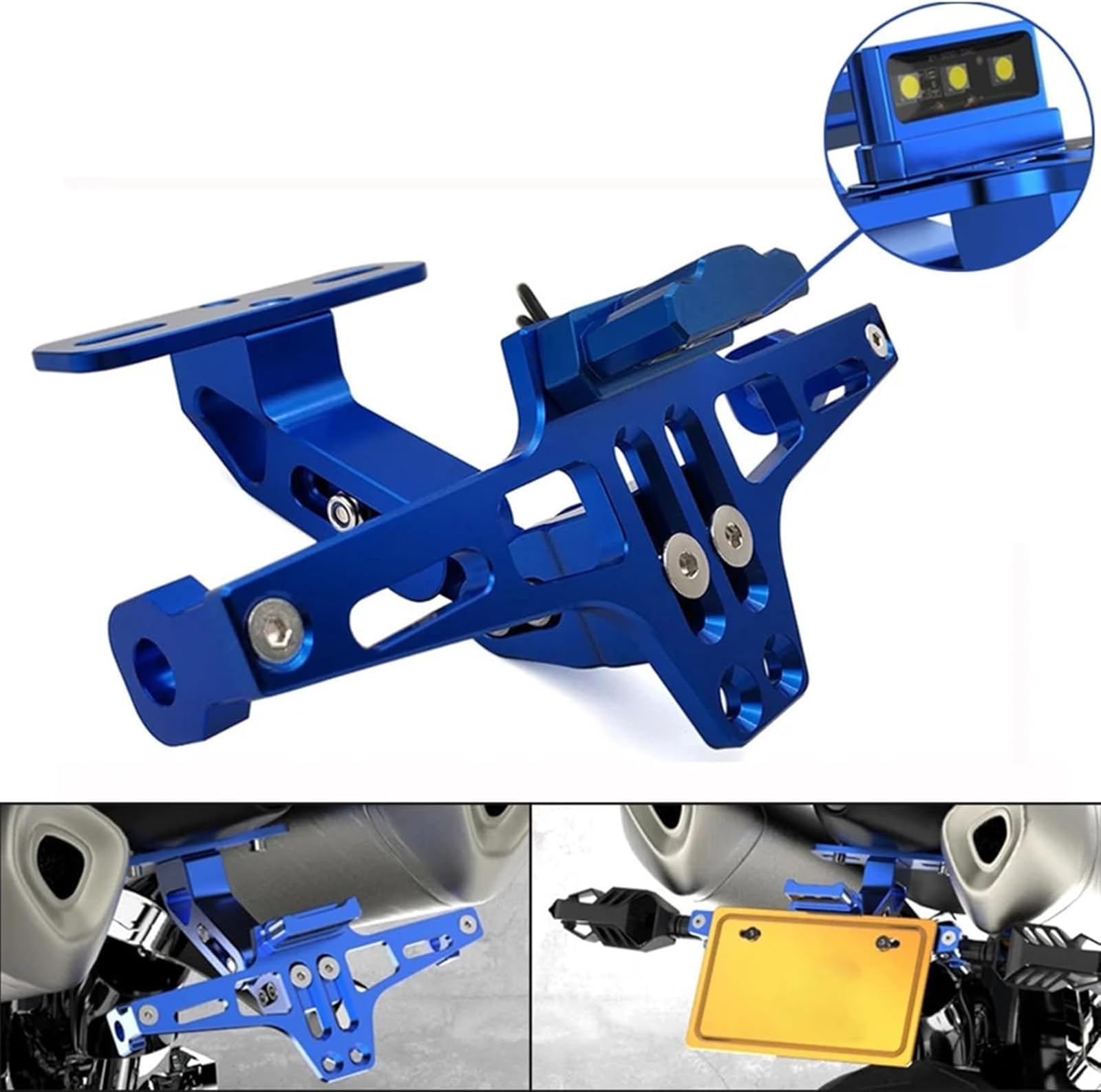 Motorrad Kennzeichenhalter für CBR650R CB650R CB 650R CBR 650 R, Lizenz Halterung, Aluminium Fender Eliminator Tail Tidy Kit, Verstellbarer Nummernschildhalter Motorrad,A Black