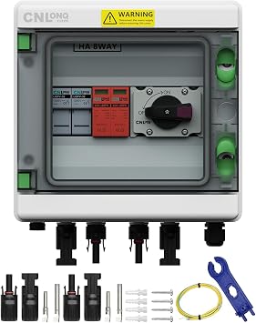 IP65 الشمسية الكهروضوئية الموحد مربع DC1000V 32 A قواطع دوائر مع حامي الطفرة و 15 A الصمامات الكهروضوئية، 1 في 1 out قطع التبديل في الهواء الطلق للماء لنظام الألواح الشمسية