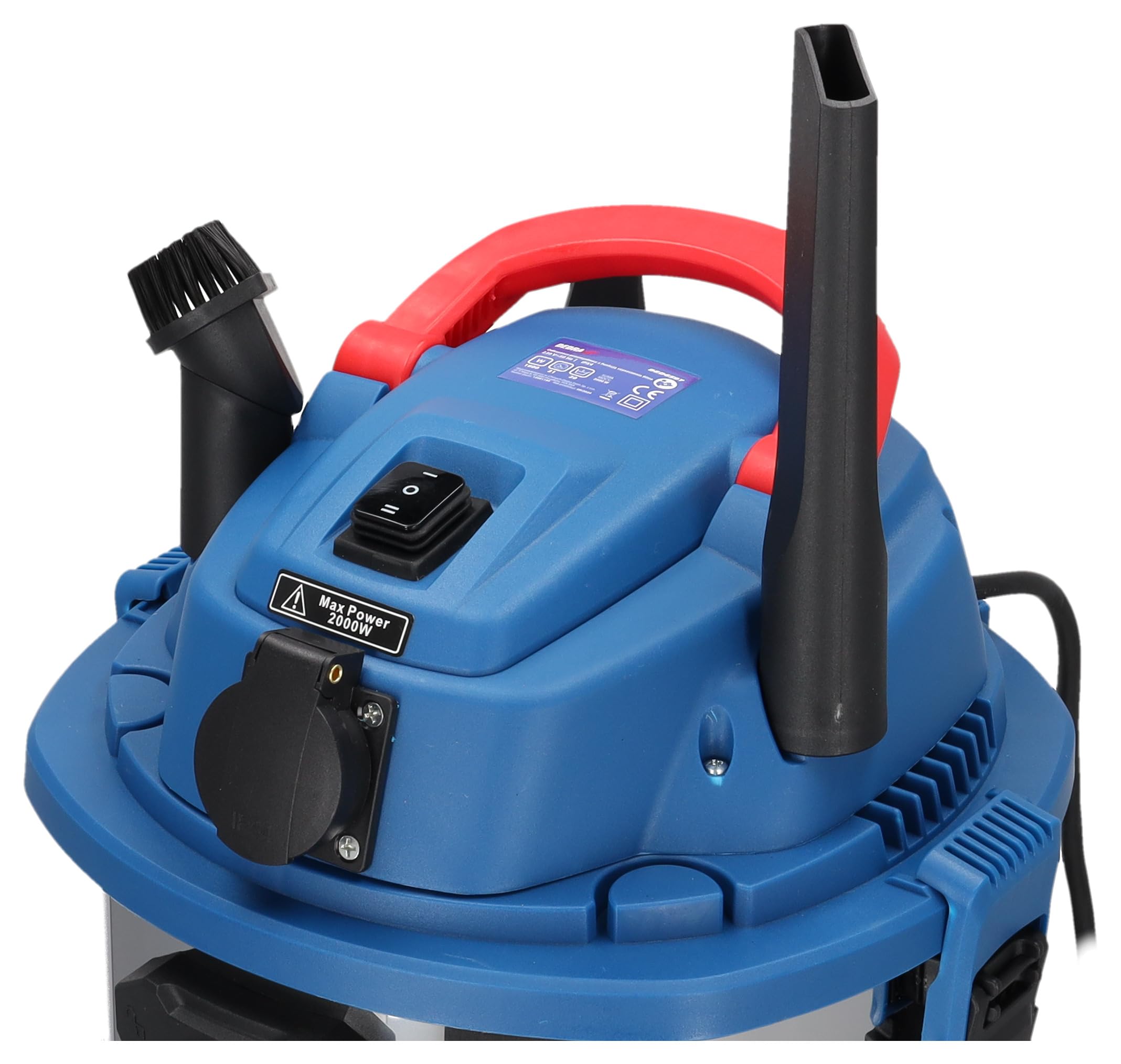 DEDRA DED6597 Aspirador Agua y Polvo 1600W 5 en 1 - Yeso/ceniza/funcionamiento en seco/operación húmeda/soplador, filtro vibrador