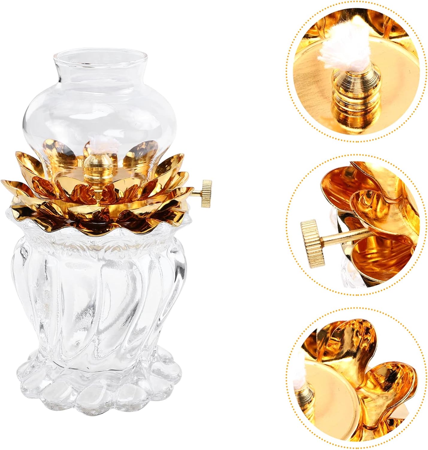 1pc Lotus Kerosene Oil Lamp Smokeless Decorative Light for Home Buddha and Living Spaces Elegant Design High Light Transmission