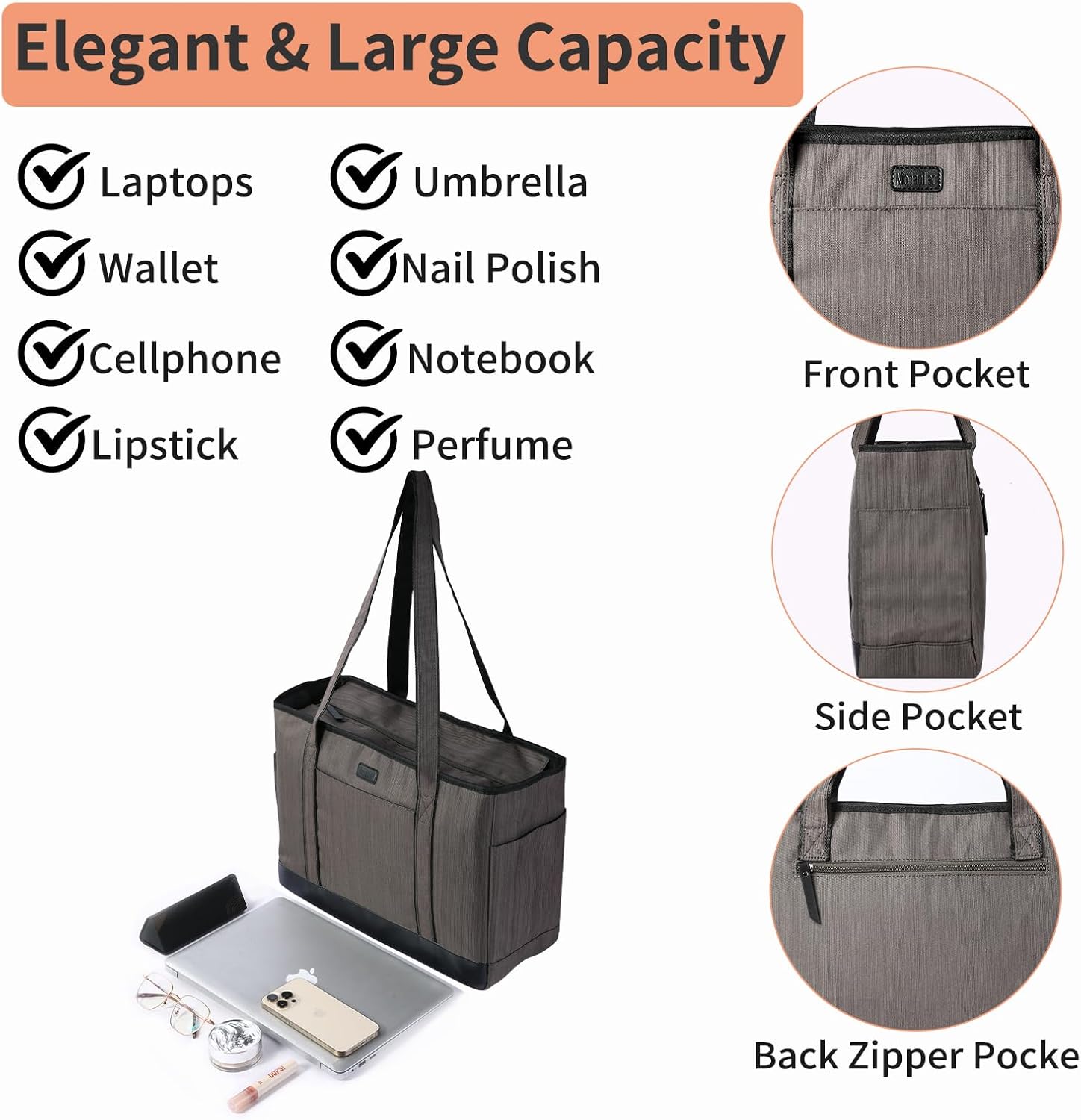 Fashion Teacher Tote Bag, Large Utility Work Bags with Laptop Compartment for Women & Men