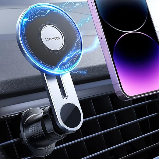 Amazon Co Jp Magsafe対応 L字型延長アーム 個n52磁石 360 マグネット車載ホルダー 吹き出し口 Lamicall マット アルミフック 金属リング付き ボールジョイント マグセーフ 車載スマホホルダー 過締め付け防止 塞がらない 360度回転 強力磁石 取付簡単 片手操作