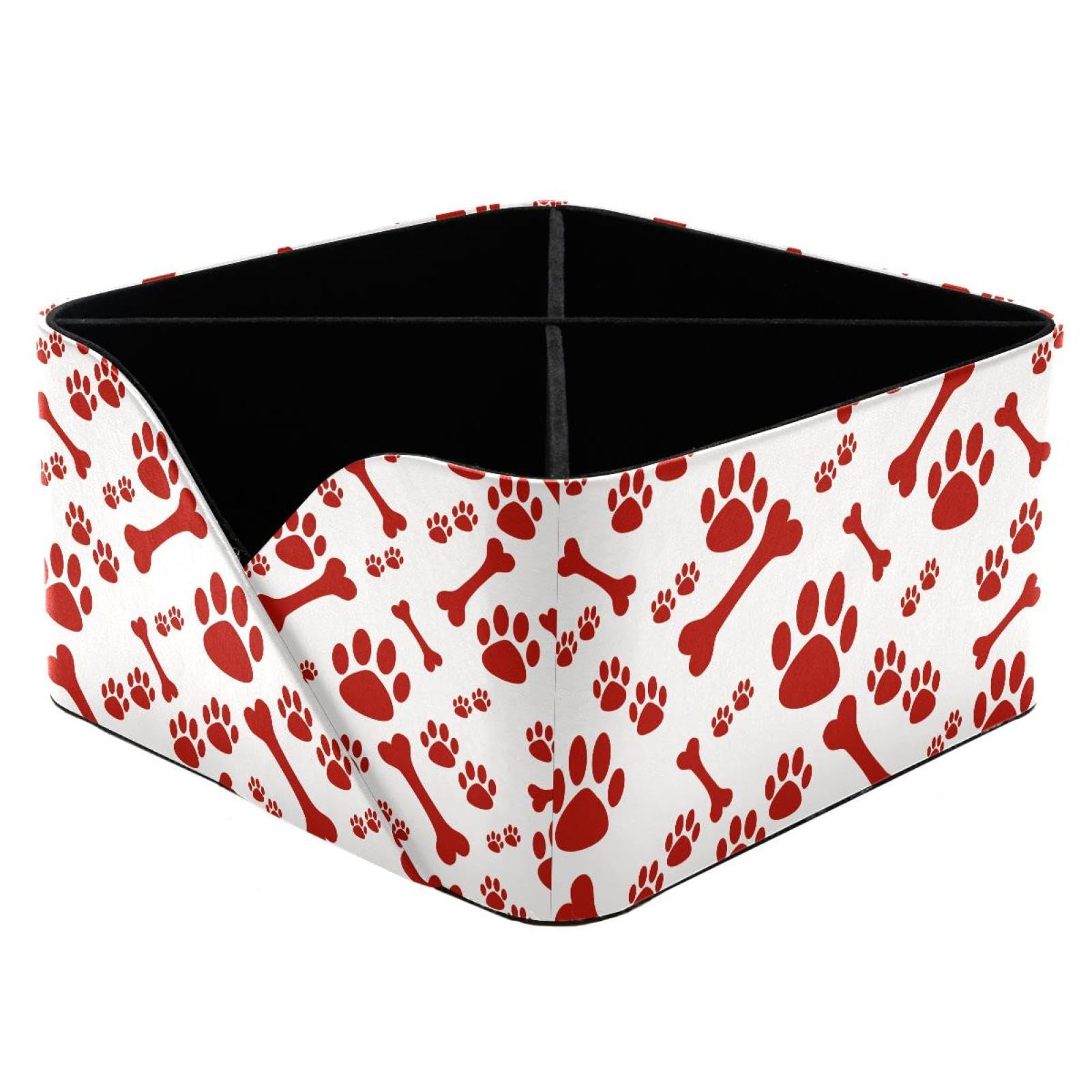 KengjuTesu Dog Paw Print and Bone Desktop Organizer Pen Holder, Rectangular Pencil Cup for Office, Study and Makeup Stations