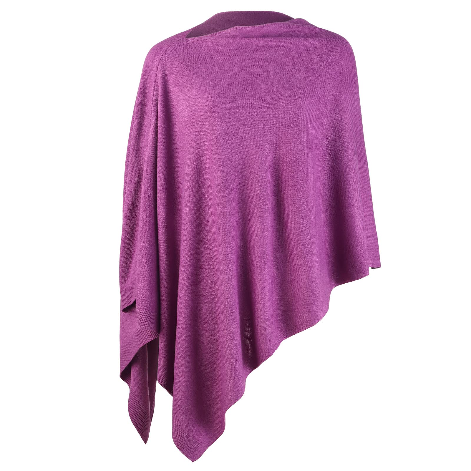 FomolomWomen Ponchos Sweater Versatile Lightweight Solid Knitted Shawl Wrap Scarf Cape Accessories for Womens