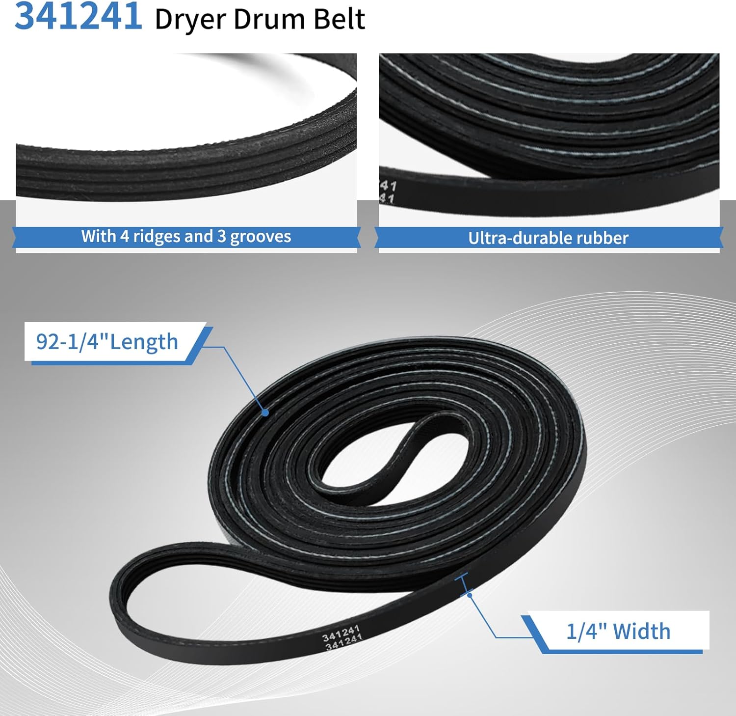 6PCS 341241 Dryer Drum Belt Replacement for Whirlpool Kenmore Amana Maytag KitchenAid Magic Chef Dryers Replaces AP2946843 PS346995 FSP341241 W10127457 FS346995 694088 8066065 Belt