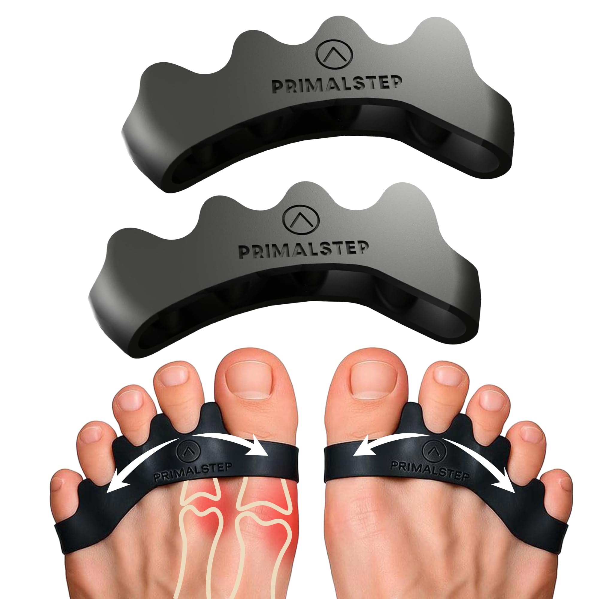 VYCE PrimalStep Toe Separators, Spreaders, Spacers, Straightener to Correct Toes for Men and Women, Bunion Corrector, Plantar Fasciitis and Athletic Mobility, Large