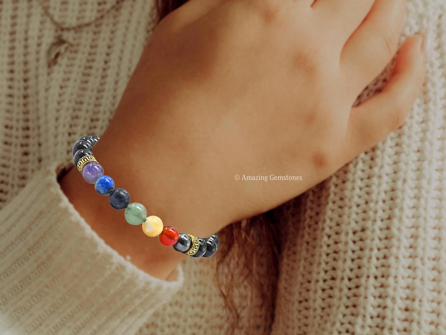 Amazing Gemstone Chakra Black Obsidian Bracelet, Gifts For Men & Women - Protection Healing Crystal Bracelet - 8mm Gemstone Beaded Adjustable Bracelet, Pulseras Para Hombres Mujer Stocking Stuffers - Image 7