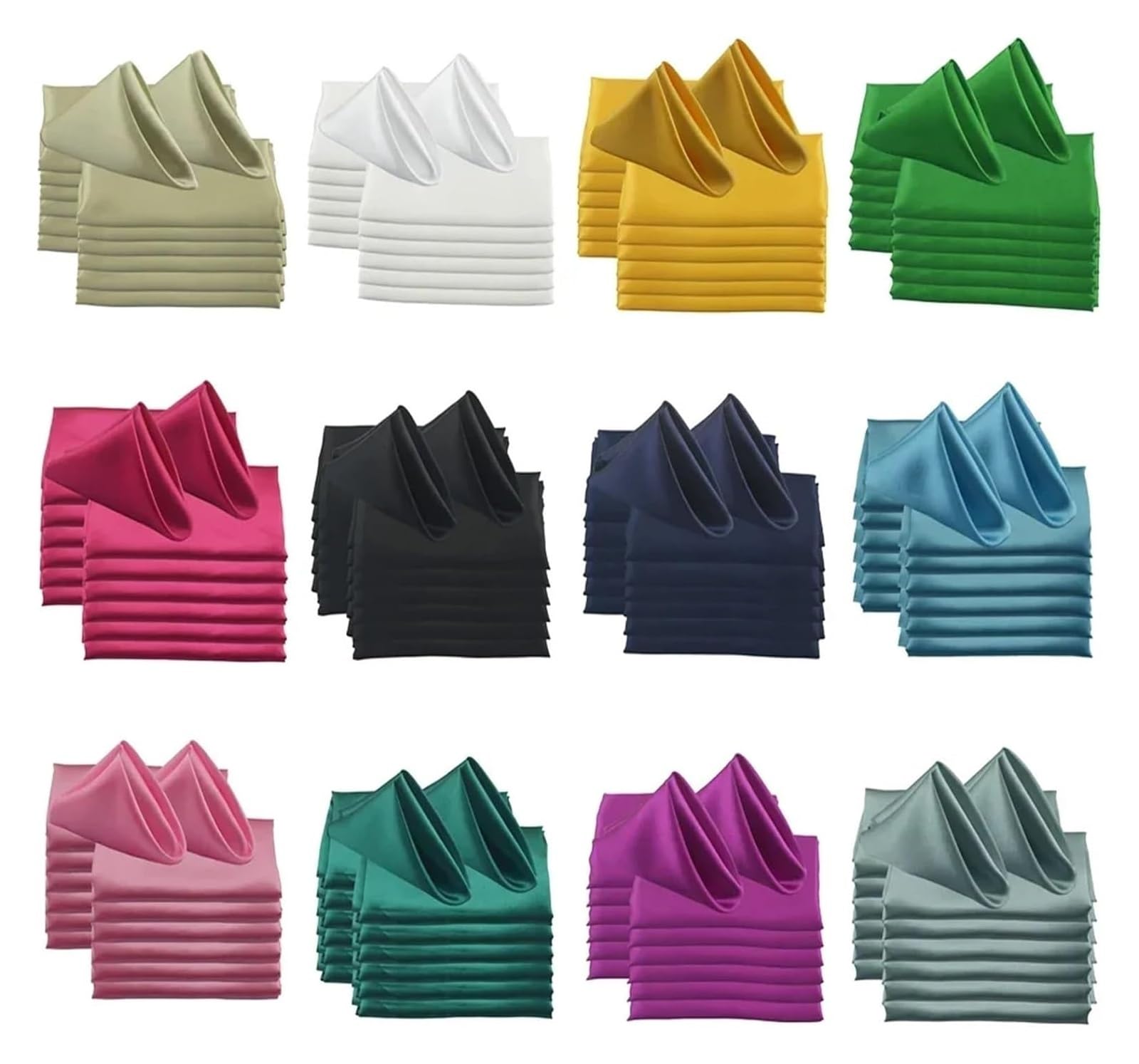 Napoles de Tela de algodón, Servilletas De Mesa 50 Piezas 30x30cm Cuadradas Satén Multicolor(White)