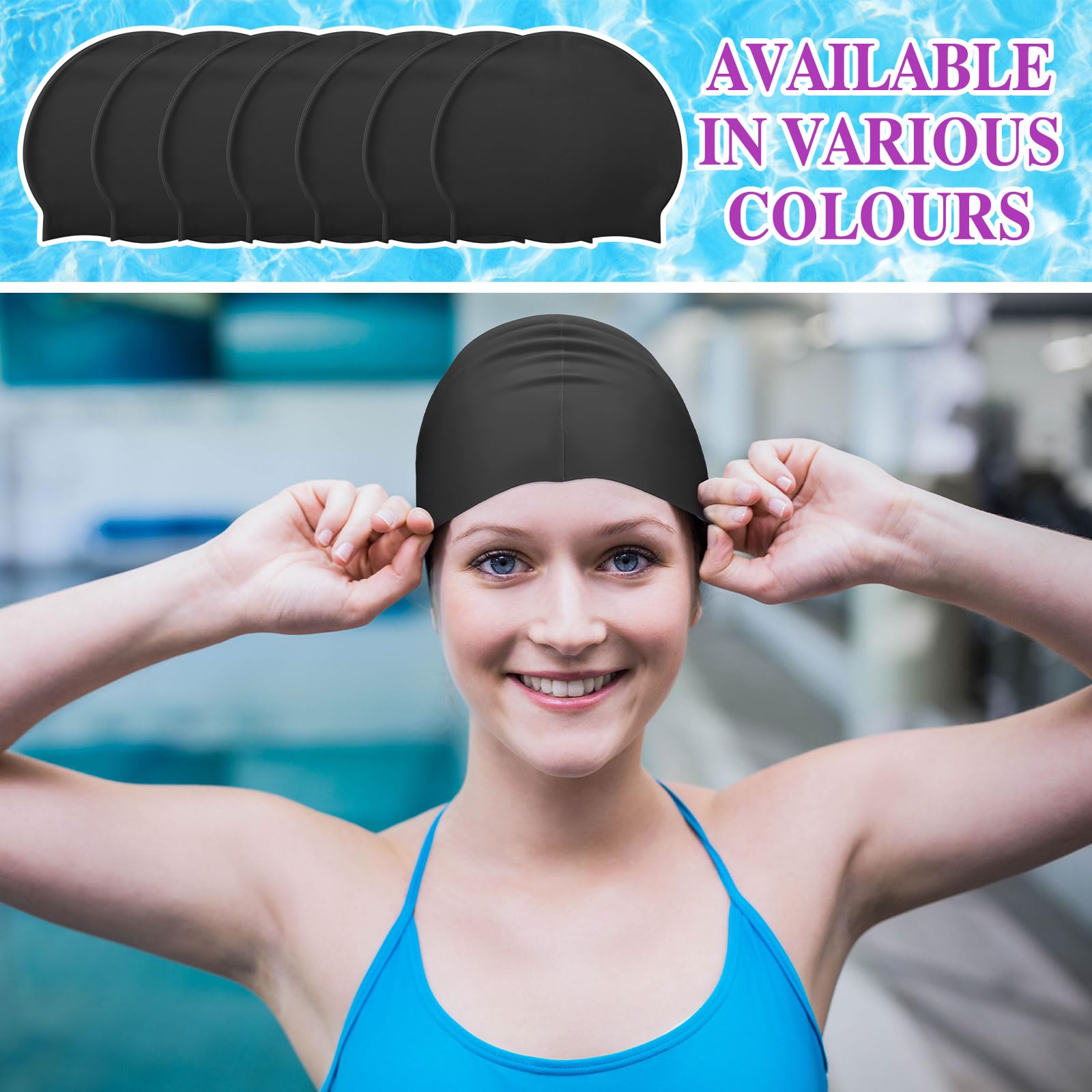 Silkfly Gorro de natación unisex de silicona para hombres y mujeres, impermeable, duradero, antideslizante, elástico, sin arrugas, para entrenamiento y carreras, pelo largo y corto