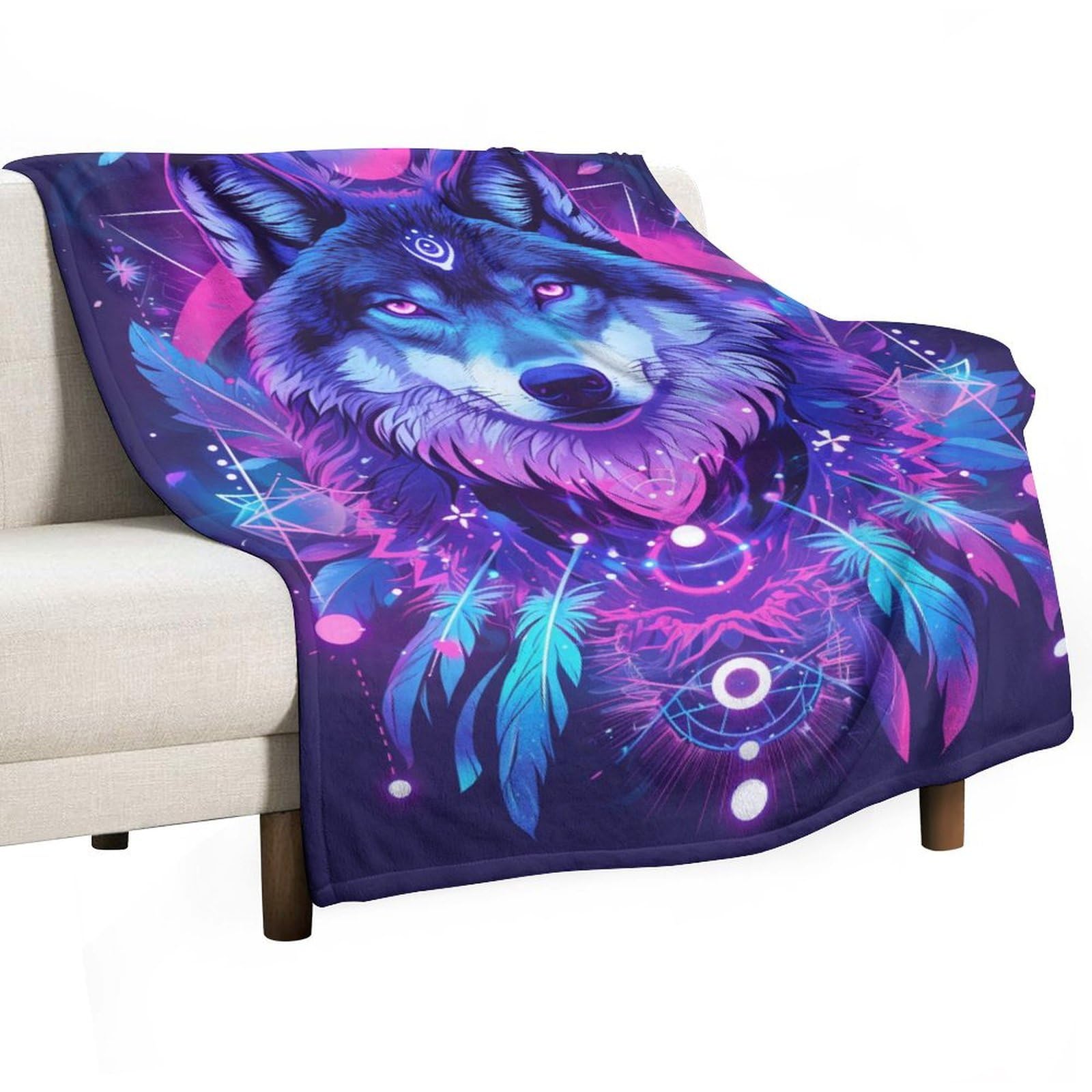 ECWECC Fleece Throw Wolf Blanket 3D Personalisation Animal Wolve Versatile Warm Blanket Throw Fluffy for Sofa And Couch, Soft Cozy Bed Flannel Blanket for Travel 30"x50" Inch