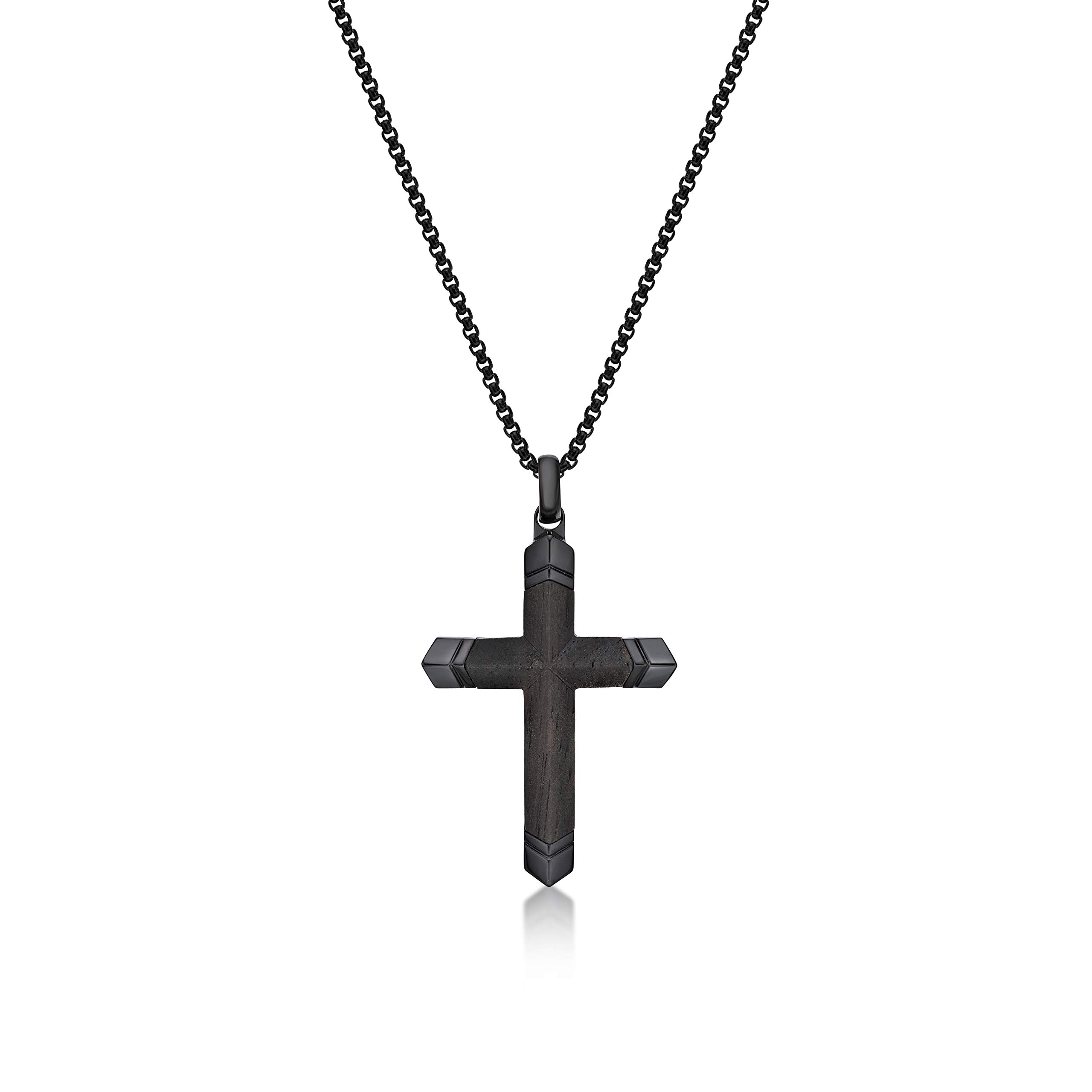 Metro Jewelryebony Wood Cross Pendant Necklace For Men In