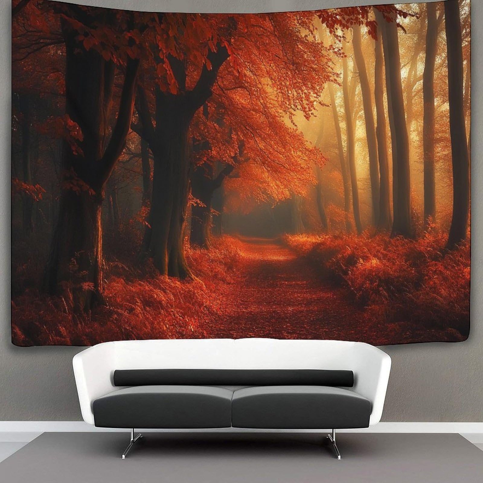 Kaiyun Style-7 Dense Forest In Autumn Tapestry Wall Tapestry Red Leaves Tapestries Tapestry Wall Hanging Bedroom Home Decor 180Cmx230cm