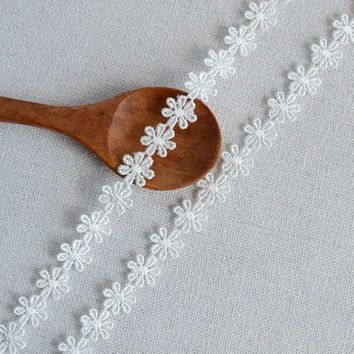 YIEUR Nastro di pizzo floreale bianco, 12 mm, decorazione da