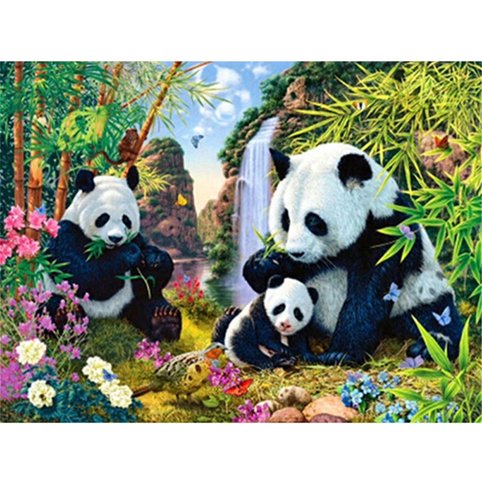 Zestaw do malowania diamentami 5D, rodzina panda DIY diamentowe akcesoria do malowania, haft diamentowy ścieg krzyżykowy płótno rzemiosło, do domu salon sypialnia dekoracje ścienne wiertło kwadratowe