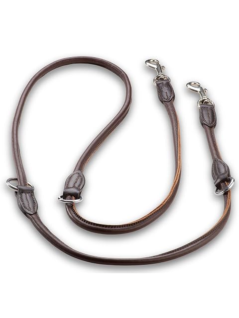 Foto 2 de 4 de Jack & Russell Dora - Correa de piel para perros (2,0 m, con mosquetón, ajustable, 12 mm)