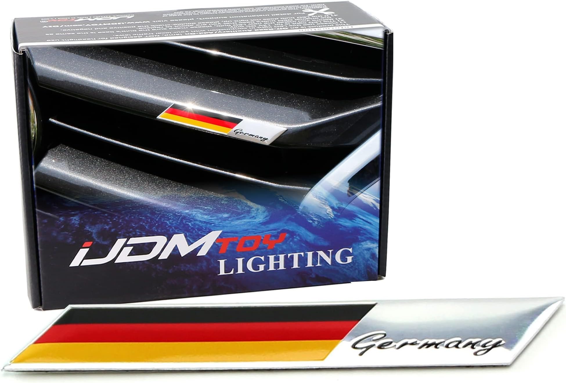 iJDMTOY Aluminum Plate Germany Flag Emblem Badge Compatible with Germany Car Front Grille, Side Fenders, Trunk, Dashboard, etc