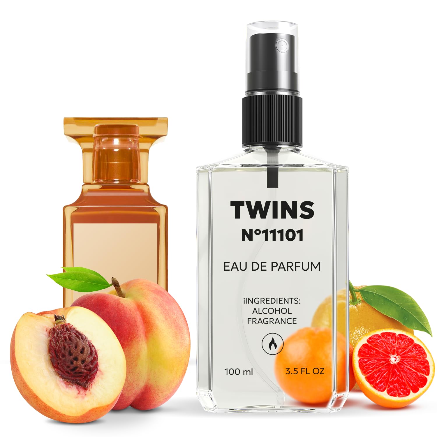 TWINS Impression of Bitter Peach | Unisex Perfume for Women and Men Eau de Parfum | No.11101 | 3.4 Fl Oz / 100 ml