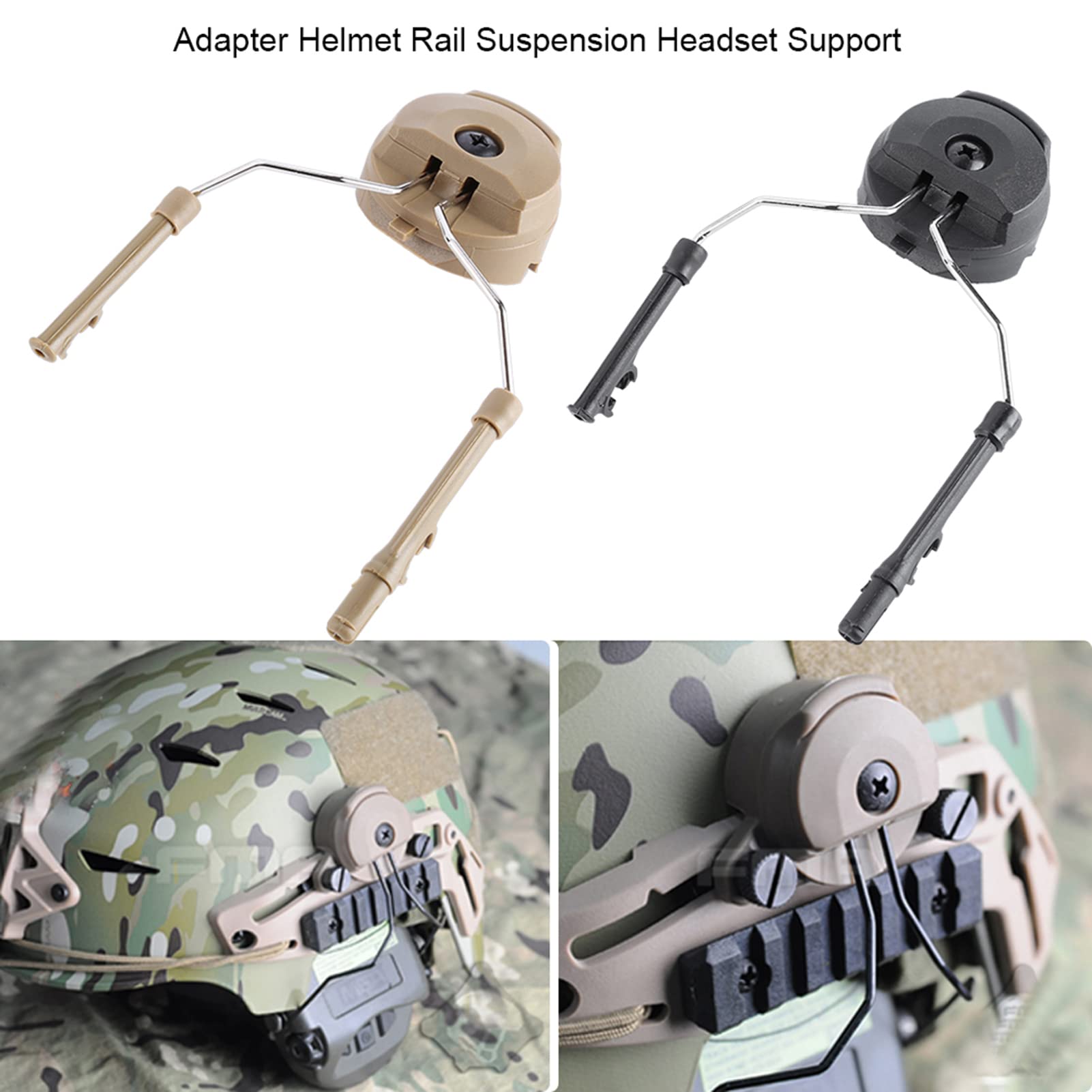 Casco Adaptador Acero Arco del Carril plástico Suspensión Soporte for Peltor Comtac Tan