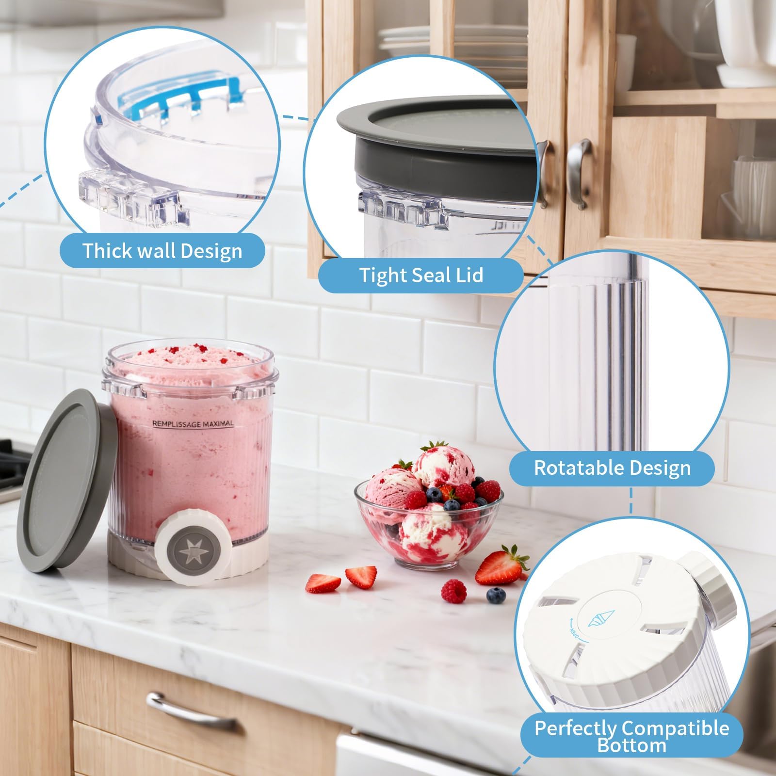 Ersatz Behälter Ninja Swirl CREAMi - Kompatibel mit Ninja Creami NC701 & NC700 (4 Black set)