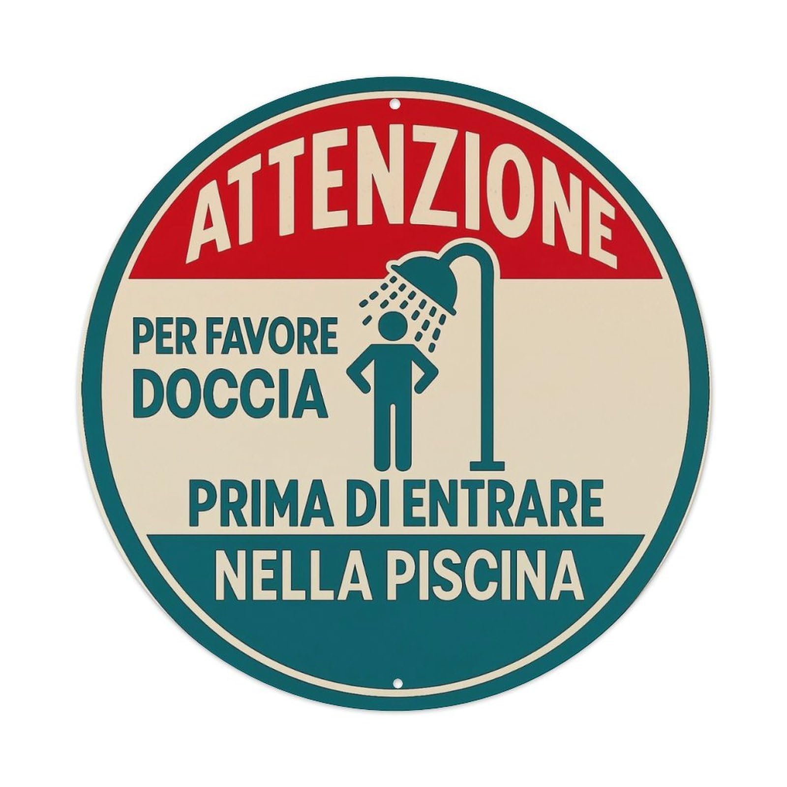 Attenzione Per Favore Doccia Prima Di Entrare Nella Piscina Tin Sign Metal Poster Vintage Metal Signs for Home Man Cave Bar Cafe Kitchen laundry room Wall Decorations Gift 8x8Inch