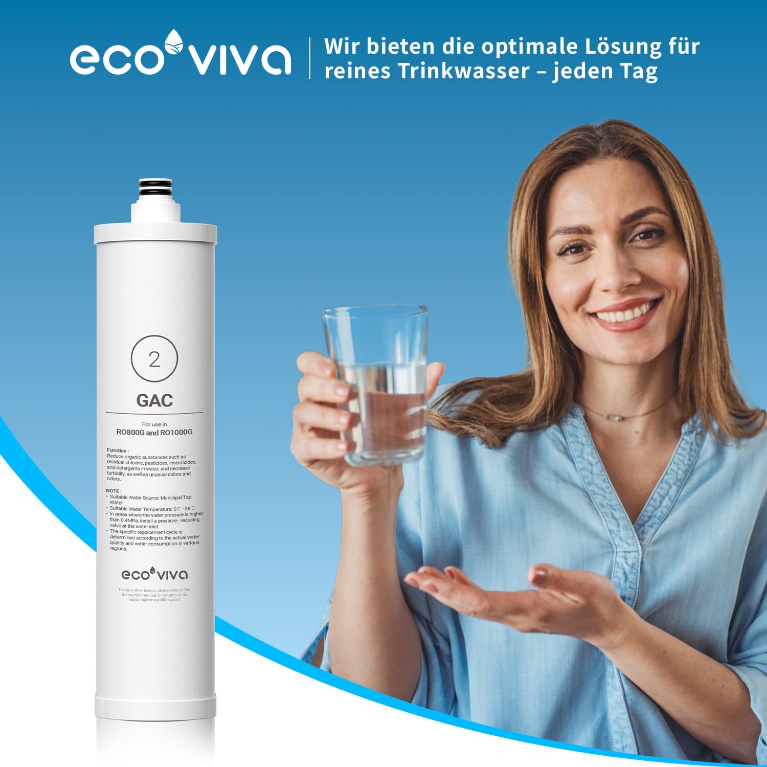GAC Purificateur d'eau potable pour système d'osmose 800 g, 1000 g