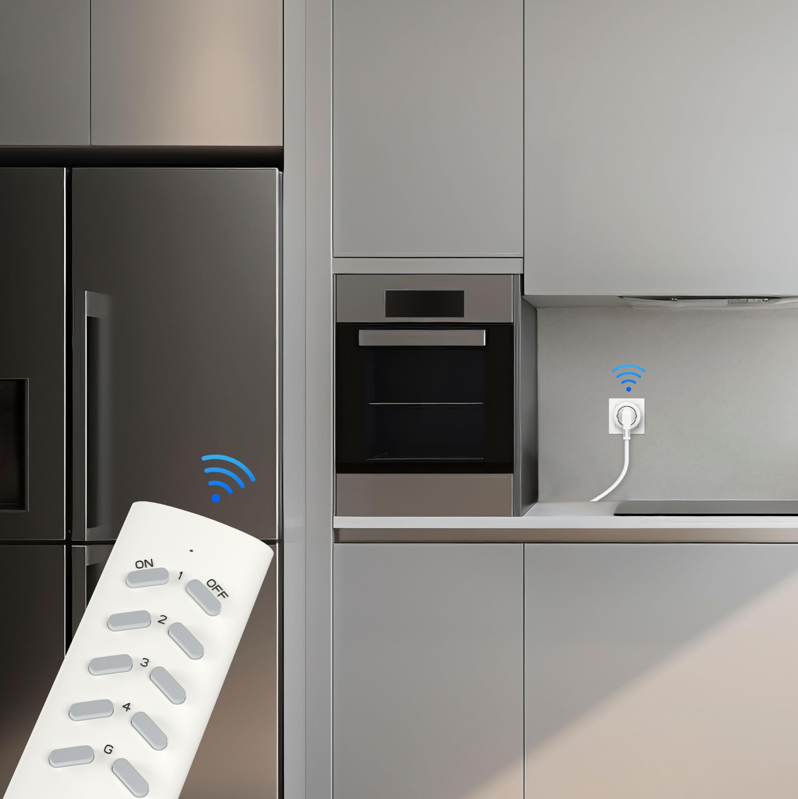 Prise Telecommande sans fil, Certifié TÜV Süd, Programmateur 2300W Portée 30m, 5 prise connectée avec 2 Télécommande, Idéal pour l'éclairage télécommandé, les décorations, les ventilateurs, et plus