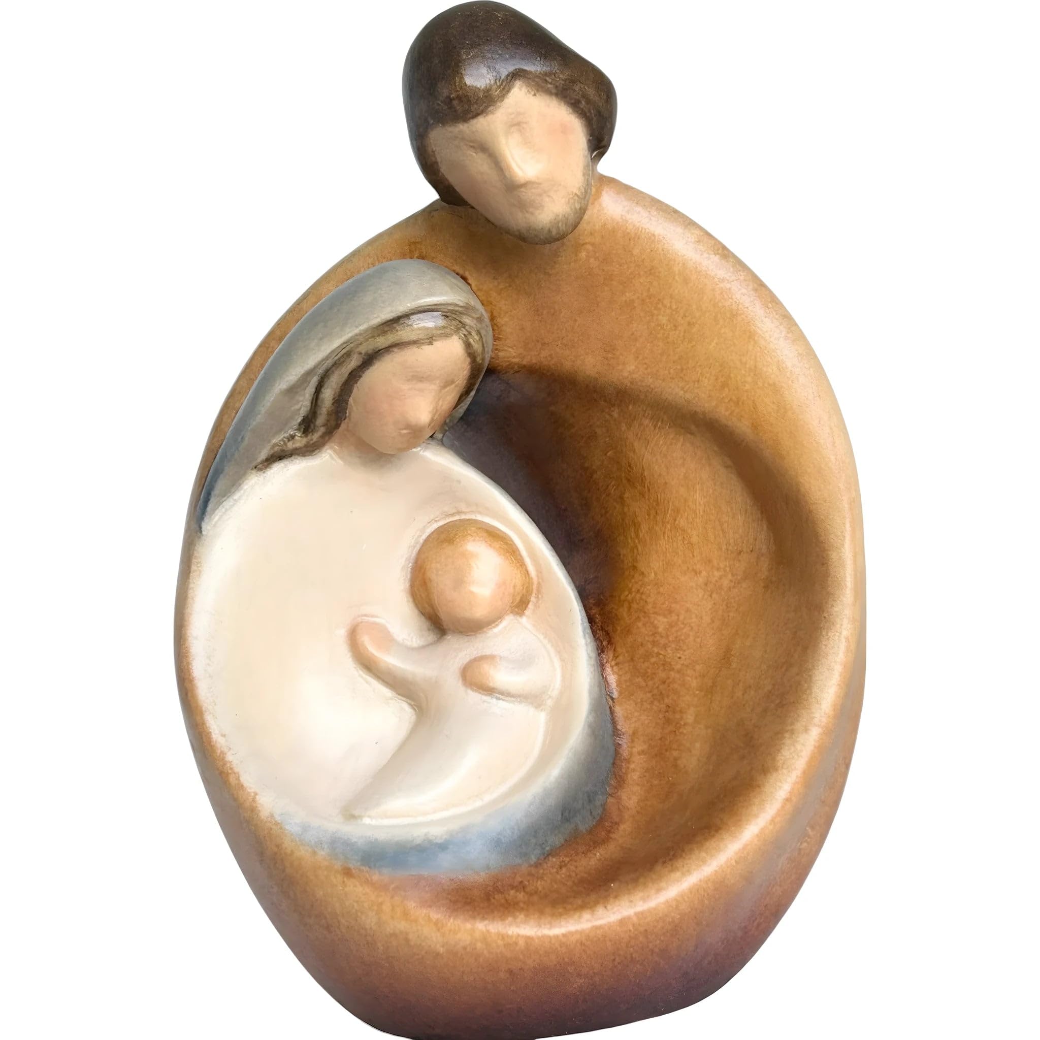 Dolfi | Rzeźba rodziny miłości 22 cm | Naturalne drewno w Val Gardena | Figurka szopka