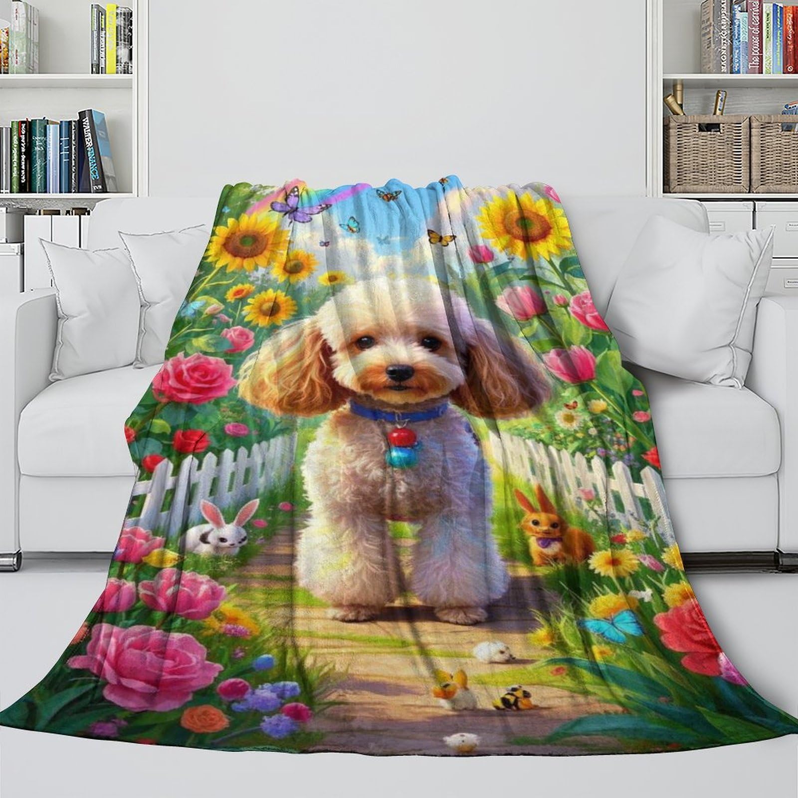 MJASVNDFO Poodle Flannel Blanket - Fluffy Blanket Bringing Warmth And Bliss On A Wet Gloomy Day - Sofa Bed Crib - Gift for Kid Parent Hubby Boyfriend 70x80inch(180x200cm)