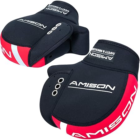 Amazon Amison バイク用 ハンドルカバー ネオプレーン 防寒 防水 防風 ハンドルウォーマー 保温性抜群 反射コーティング付き レッド ハンドルカバー 車 バイク