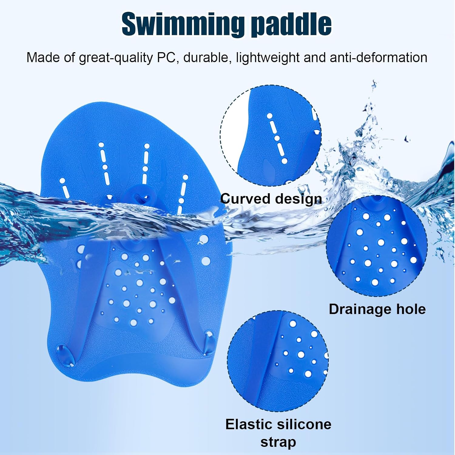 2pcs Swim Paddles Hand, Hand Paddles for Lap Swimming Training Equipment with Adjustable Straps Swim Gear Accessories for Women Men Children Improves Speed and Form