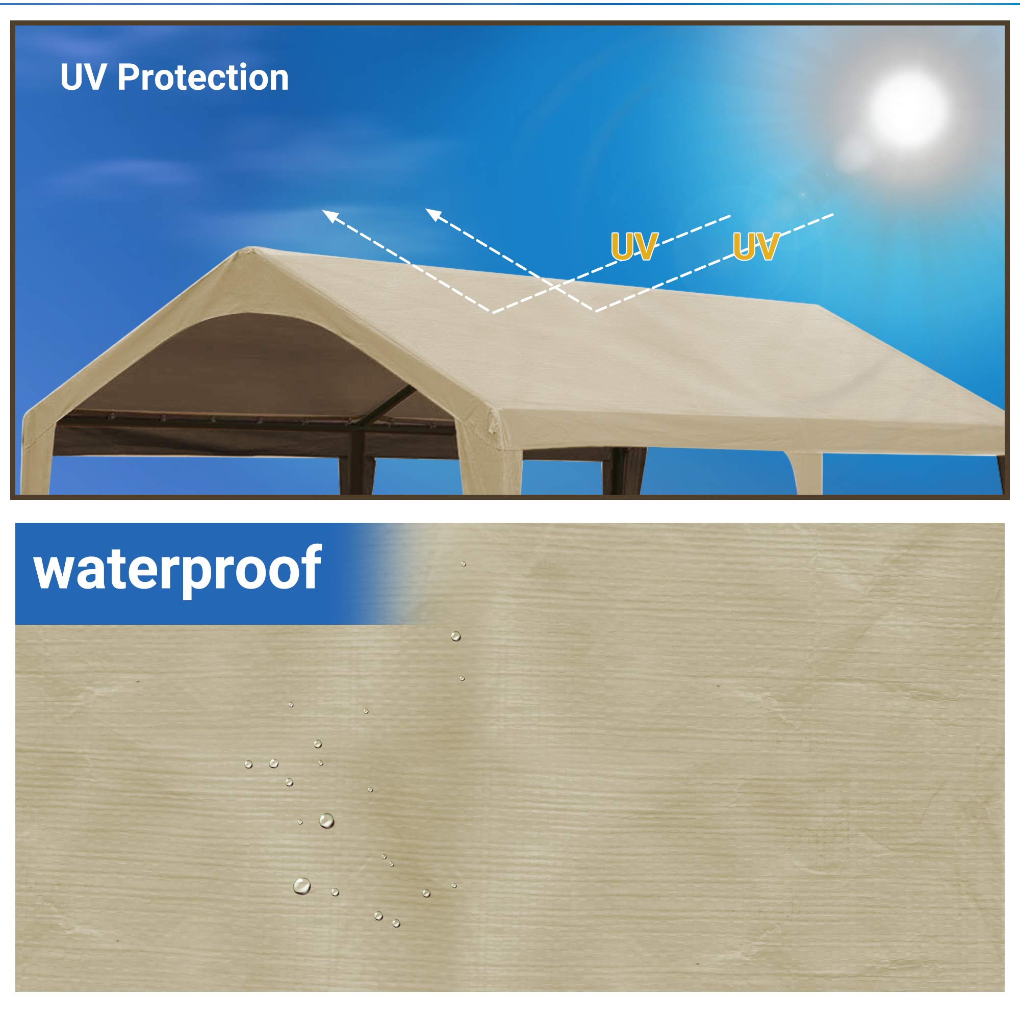 Abba Patio 10 x 20Feet Carport Replacement Top Canopy Cover for Garage